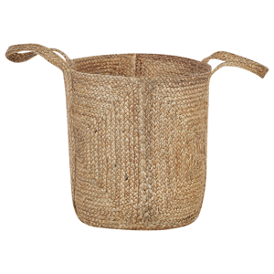 Beliani Storage Basket Natural Jute Braided Laundry Hamper Fabric Bin Material:Jute Size:40x41x40
