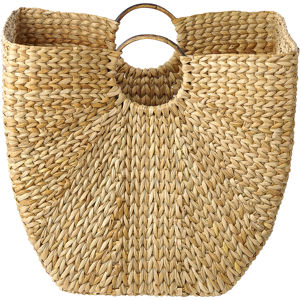 Beliani Basket Natural Water Hyacinth 51 cm with Handles Handwoven Container Laundry Box Home Accessory Boho Style Material:Water Hyacinth Size:51x51x38