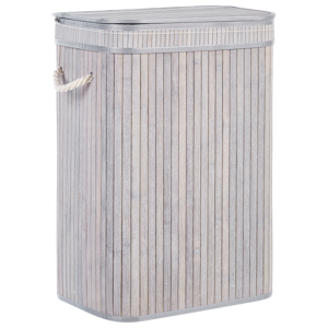 Beliani Laundry Basket Bit Grey Bamboo Polyester Insert with Removable Lid Handles Modern Design Multifunctional Material:Bamboo Wood Size:30x60x40