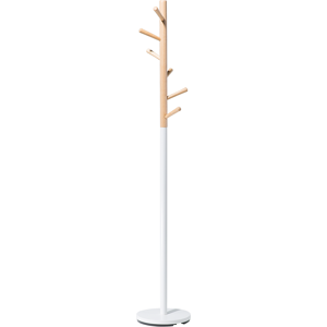 Beliani Coat Stand Brown and White Hall Coat Rack Jackets Rack Material:Pine Wood Size:29x170x29