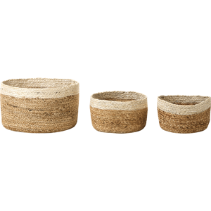 Beliani Set of 3 Storage Boxes Natural Beige Jute 13/14/18 cm Height Laundry Baskets Bin Accessory Decoration Boho Material:Jute Size:20/24/36x13/14/18x20/24/36