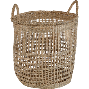 Beliani Basket Natural Seagrass with Handles Home Accessory Boho Style Material:Seagrass Size:39x39x39