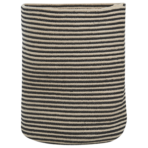 Beliani Storage Basket Beige and Black Cotton Striped Pattern Laundry Bin Boho Accessories Material:Cotton Size:41x51x41