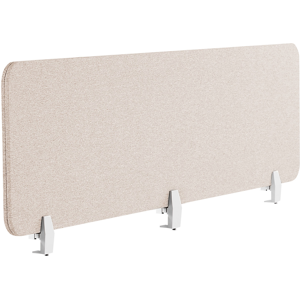 Beliani Desk Screen Beige PET Board Fabric Cover 180 x 40 cm Acoustic Screen Modular Mounting Clamps Home Office Material:Polyester Size:2x40x180