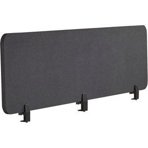 Beliani Desk Screen Dark Grey PET Board Fabric Cover 180 x 40 cm Acoustic Screen Modular Mounting Clamps Home Office Material:Polyester Size:2x40x180