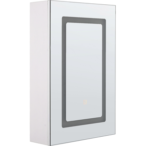 Beliani Bathroom Mirror Cabinet with LED White 40 x 60 cm Modern Material:Plywood Size:12x60x40