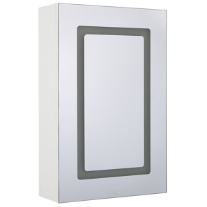 Beliani Bathroom Mirror Cabinet with LED White 40 x 60 cm Modern Material:Plywood Size:12x60x40