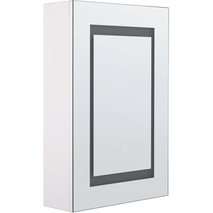 Beliani Bathroom Mirror Cabinet with LED White 40 x 60 cm Modern Material:Plywood Size:12x60x40