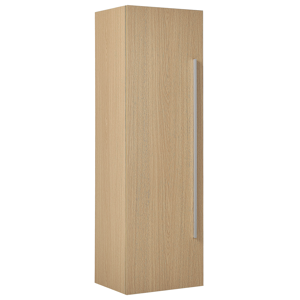 Beliani Bathroom Wall Cabinet Light Wood MDF 132 x 40 cm with 4 Shelves Wall Mounted Material:MDF Size:35x132x40