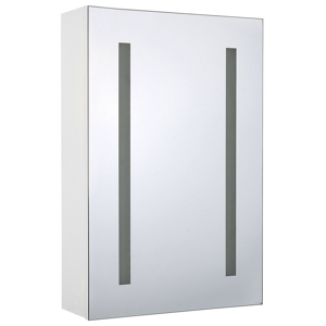 Beliani Bathroom Mirror Cabinet with LED White 40 x 60 cm Modern Material:Plywood Size:12x60x40