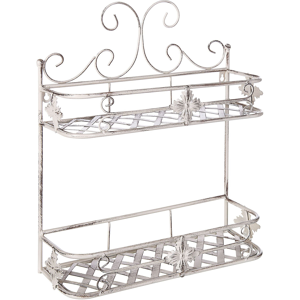 Beliani Bathroom Wall Shelf White Metal 52 x 42 cm Distressed Effect Floating Single Shelf Vintage Style Material:Iron Size:14x52x42