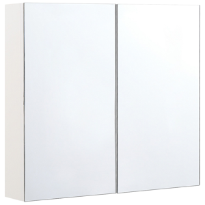 Beliani Bathroom Mirror Cabinet White Plywood 80 x 70 cm Hanging 2 Door Cabinet Shelves Storage Material:Plywood Size:14x70x80