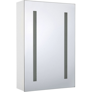 Beliani Bathroom Mirror Cabinet with LED White 40 x 60 cm Modern Material:Plywood Size:12x60x40