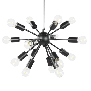 Beliani Pendant Lamp Black Metal115 cm 15-Lightbulb Fixture Exposed Ambient Lighting Material:Iron Size:52x115x52