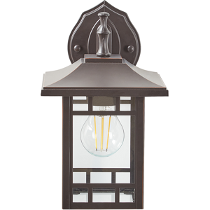 Beliani Outdoor Wall Light Lamp Black Iron Glass 28 cm External Retro Design Material:Iron Size:21x28x17