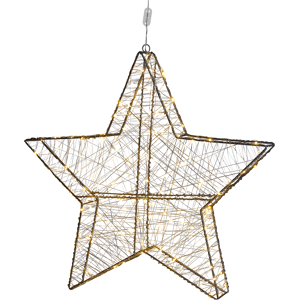 Beliani Garden Hanging Decor Silver Metal Frame LED Fairy Lights Star Shaped 58 x 58 cm Indoor Outdoor Material:Iron Size:8x58x58