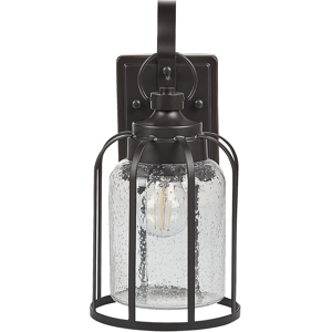 Beliani Outdoor Wall Light Lamp Black Iron Glass 36 cm External Retro Design Material:Iron Size:17x36x15