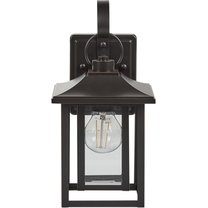 Beliani Outdoor Wall Light Lamp Black Iron Glass 34 cm External Retro Design Material:Iron Size:12x34x20