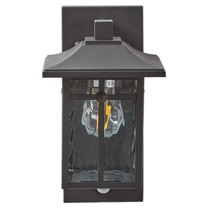 Beliani Outdoor Wall Light Lamp Black Iron Glass 30 cm with Motion Sensor External Retro Design Material:Iron Size:17x30x17