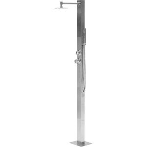 Beliani Outdoor Mixer Shower Set Stainless Steel with Rain Function Chrome Finish Glamour Modern Garden Material:Stainless Steel Size:46x210x26