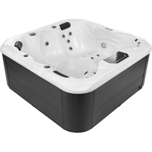 Beliani Hot Tub White Acrylic 200 x 200 cm 31 Jets Grey Aluminium Exterior with LED Heating Material:Acrylic Size:x88x200