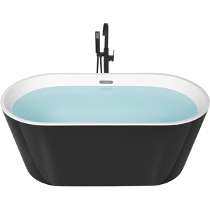 Beliani Freestanding Bath Black Sanitary Acrylic Single 170 x 72 cm Oval Modern Design Material:Acrylic Size:x59x72