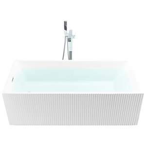 Beliani Rectangular Back to Wall Bath Matt White Acrylic 170 x 80 cm Fluted Finish Modern Style Bathroom Material:Acrylic Size:x60x81