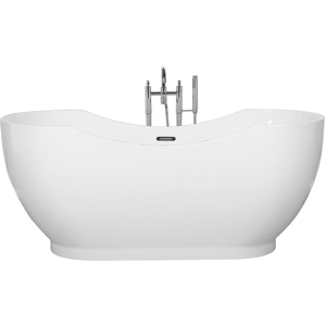 Beliani Freestanding Bath Glossy White Sanitary Acrylic Single 169 x 77 cm Oval Modern Design Material:Acrylic Size:x71x77