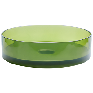 Beliani Countertop Wash Basin Green Solid Surface 360 mm Semi-Transparent Round Bathroom Sink Material:Solid Surface Size:36x10x36