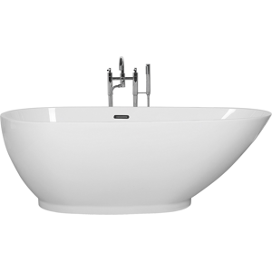 Beliani Freestanding Bath White Sanitary Acrylic Single 173 x 82 cm Oval Modern Design Material:Acrylic Size:x59x82