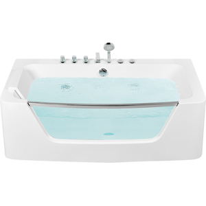 Beliani Whirlpool Bath White Sanitary Acrylic Single 170 x 80 cm 9 Jet Rectangular Modern Style Material:Acrylic Size:x58x85