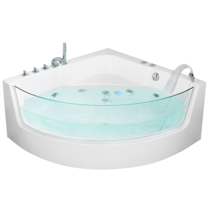 Beliani Corner Whirlpool Bath White Sanitary Acrylic with LED 4 Jest Modern Style Material:Acrylic Size:x59x135