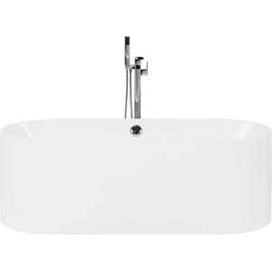 Beliani Bath White with Silver Sanitary Acrylic Single 170 x 75 cm Freestanding Modern Material:Acrylic Size:x59x75