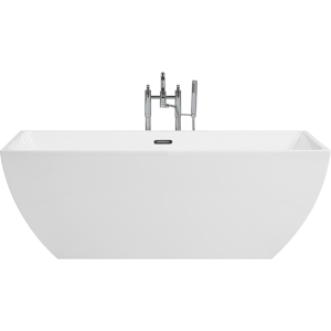 Beliani Freestanding Bath White Sanitary Acrylic Single Rectangular Minimalist Modern Design Material:Acrylic Size:x60x80