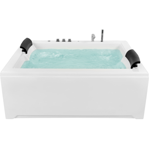 Beliani Straight Whirlpool Bath White Sanitary Acrylic Single 183 x 142 cm Space for 2 Rectangular Modern Style Material:Acrylic Size:x70x142