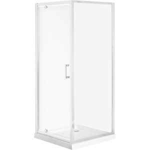 Beliani Shower Enclosure Silver Tempered Glass Aluminium Frame Single Door Square 80 x 80 x 185 cm Modern Design Material:Tempered Glass Size:x185x80