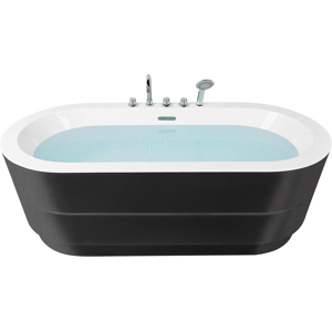 Beliani Freestanding Bath Black Sanitary Acrylic Oval Single 170 x 80 cm with Fixtures Modern Design Minimalist Material:Acrylic Size:x60x80