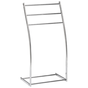 Beliani Towel Stand Glossy Silver Steel 3 Rails Bathroom Accessories Standing Towel Rack Modern Design Material:Steel Size:28x86x44