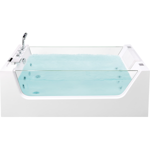 Beliani Whirlpool Hot Tub White Acrylic Freestanding Bath with Jets Glass Panels 170 x 80 cm Material:Acrylic Size:x58x80