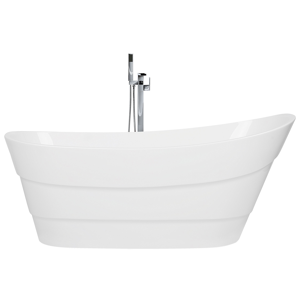 Beliani Bathtub White Acrylic Oval Overflow System Freestanding Modern Material:Acrylic Size:x74x73