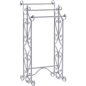 Beliani Towel Stand Grey Iron Purposefully Distressed Old Looking Freestanding Rack Bathroom Vintage Classical Material:Iron Size:34x90x45