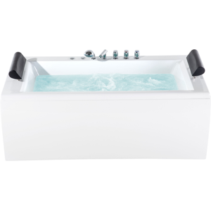 Beliani Bath White with Silver Sanitary Acrylic Single 172 x 83 cm Freestanding Modern Material:Acrylic Size:x86x83