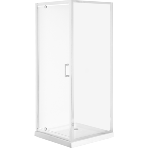 Beliani Shower Enclosure Silver Tempered Glass Aluminium Frame Single Door Square 70 x 70 x 185 cm Modern Design Material:Tempered Glass Size:x185x70