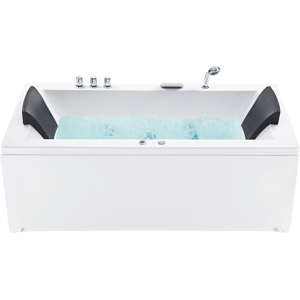 Beliani Bath White Acrylic 183 x 90 cm Left Hand Massage Jets Headrest LED Lights Material:Acrylic Size:x66x90