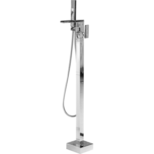 Beliani Bath Mixer Tap Silver Chrome Freestanding 118 cm Modern Bathroom Accessories Material:Brass Size:15x118x19