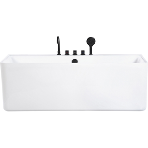 Beliani Bathtub White Acrylic Rectangular 170 x 75 cm Back to Wall Fittings Material:Acrylic Size:x58x75