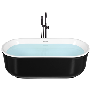 Beliani Freestanding Bath Black Matte Sanitary Acrylic Single Oval Modern Minimalist Design Material:Acrylic Size:x59x80