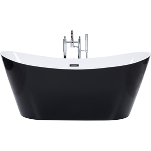 Beliani Bath Black with Silver Sanitary Acrylic Single 160 x 76 cm Freestanding Modern Material:Acrylic Size:x72x76