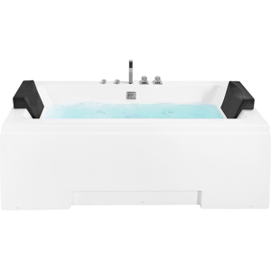 Beliani Whirlpool Bath White Sanitary 150 x 75 cm Rectangular Double 157 x 85 cm Massage Function Headrests Modern Design Material:Acrylic Size:x60x75