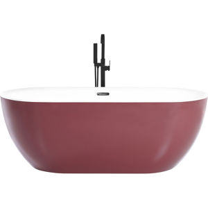 Beliani Freestanding Bath Glossy Red Sanitary Acrylic Single 170 x 80 cm Oval Modern Design Material:Acrylic Size:x58x80